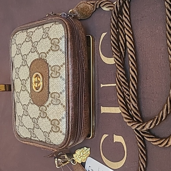 GUCCI ULTRA RARE VINTAGE LATE 1960’S GG COATED CANVAS CROSS BODY POUCH BAG - Picture 13 of 17